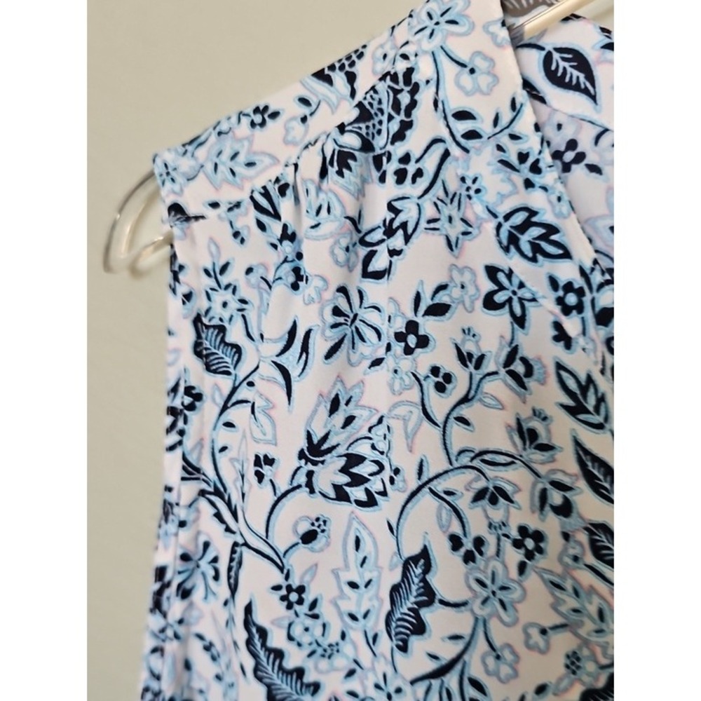 Chaus New York Sleeveless Floral Paisley V-Neck Blouse Boho Blue White XL - Picture 4 of 9